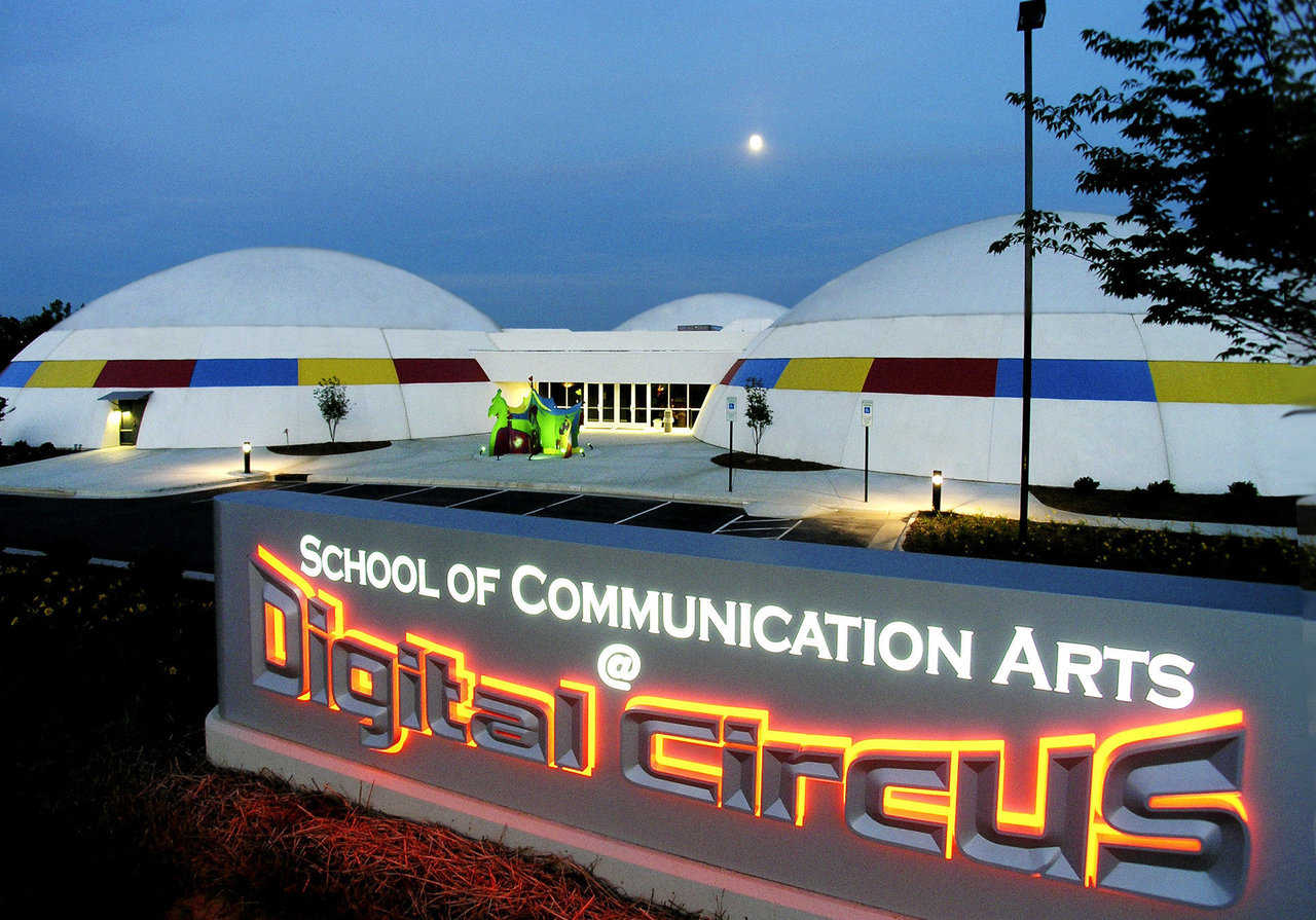 School of Communication Arts — Built in 2004, the SCA consists of three, two-story domes, each with a diameter of 120 feet and a height of 34 feet.