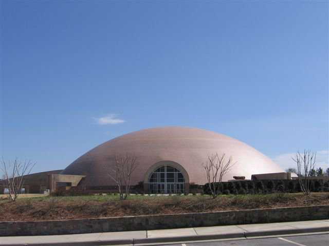 Faith Chapel — Two hundred and eighty foot in diameter dome, seventy four feet tall in Birmingham, Alabama. This is for a church that is listed on our site. It is the same size building as the small practice facility discussed in this article.  Check it out here.