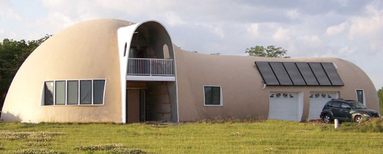 Miller Residence — The Miller’s Dome is a hemisphere with a 48-foot diameter and a tubular extension, built using a single Airform.