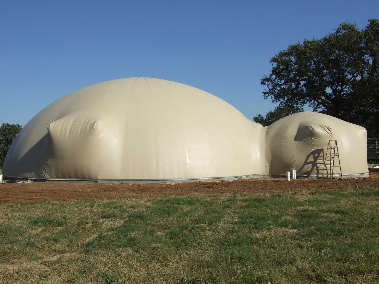 Done! — This properly inflated Airform will determine the size and shape of a Monolithic Dome.