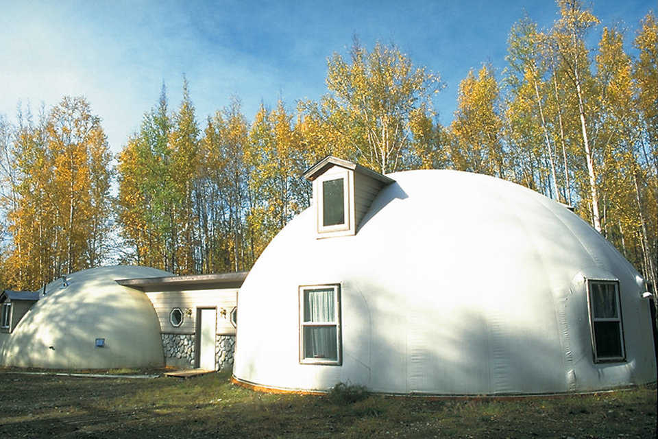 Morrisetts’ Monolithic Dome Dream Home — It’s on a 2-1/2-acre site in a forested area of Anchorage, Alaska.