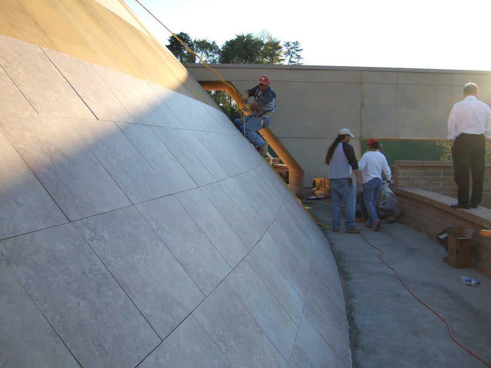 Largest tiled Monolithic Dome — Twenty-inch square tiles cover the lower half and 13-inch square tiles cover the upper portion of the Faith Chapel Christian Center in Birmingham, Alabama.