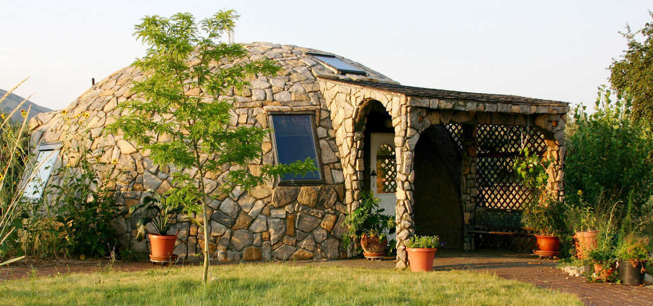 Stone Dome — Owners had their Monolithic Dome home in Utah covered in beautiful stone.