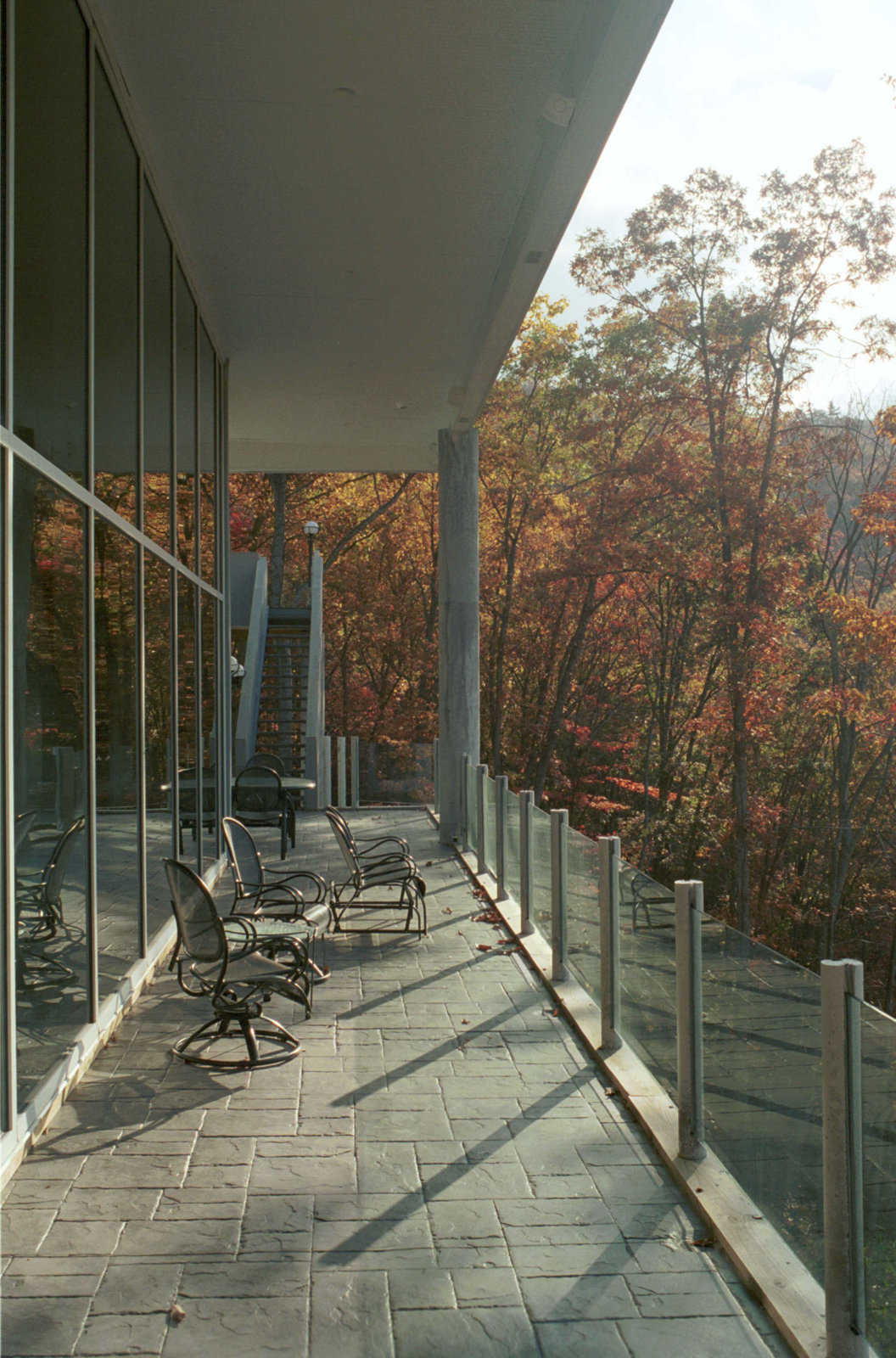 What a view! — The stamped concrete porch embraces the entire front of the dome at its main or second level and circles into a private porch off the master bedroom at the third level.