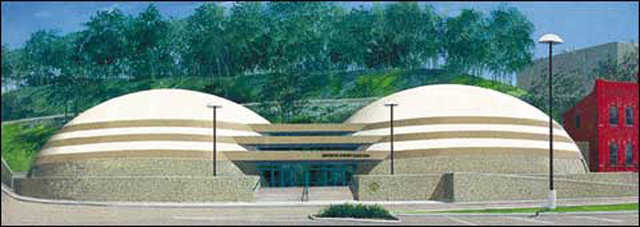 Park University Sports Event Center — Park University has twin domes with a  130-foot diameter and a connecting corridor for a two-story office complex.