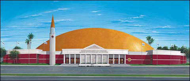 St. Agnes Baptist Church — This Monolithic Dome church in Houston, TX has a 200’ diameter, a 50’ height, a 31,000-square-foot interior and seating for 4000. When victims of Hurricane Katrina fled to Houston, this church became a Red Cross Center that processed and housed thousands.