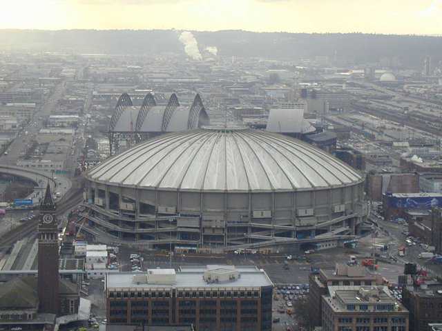 Kingdome — Seattle, Washington — A $67-million concrete multipurpose stadium, the Kingdome’s seating was designed for football and opened with a soccer match on April 9, 1976.