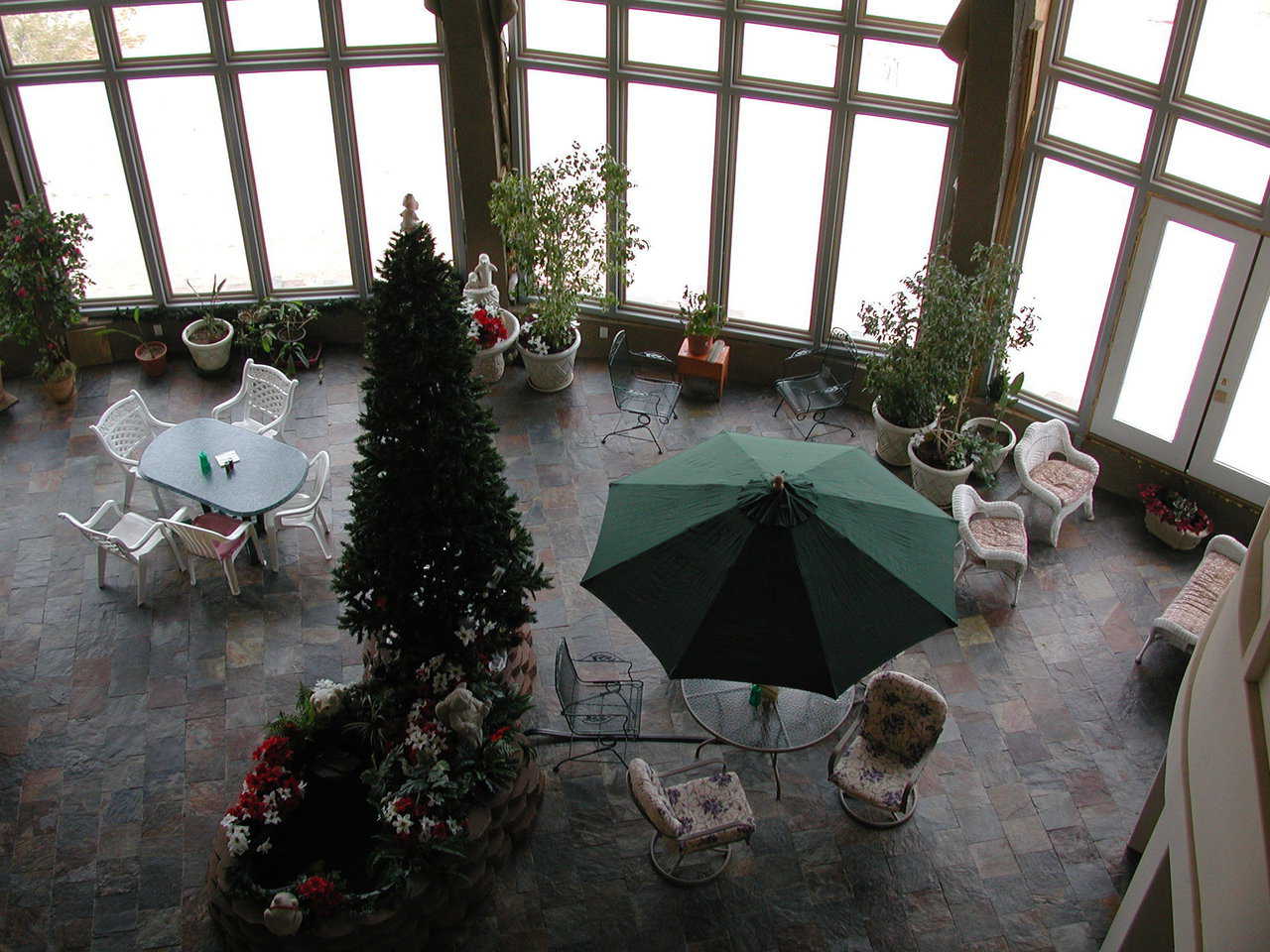 Christmas preparations — Atrium is decorated for the holidays.