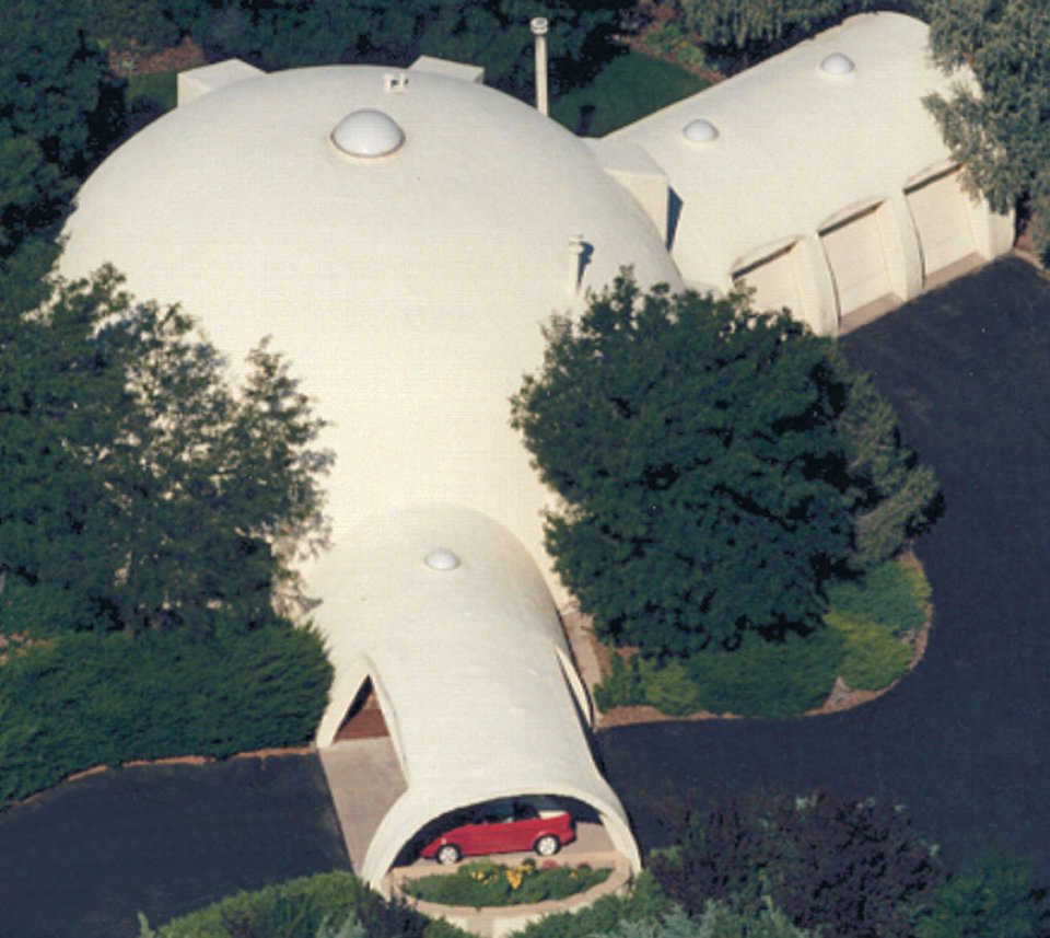 Round skylights — Round skylights allow ample light into this Monolithic Dome home.