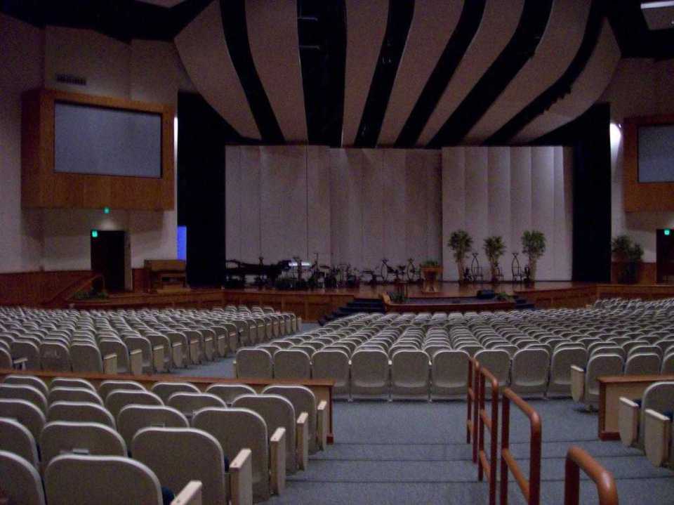 Stage — The dome sanctuary has a large, wooden stage with movable towers and platforms that easily accommodate a 140-member choir.