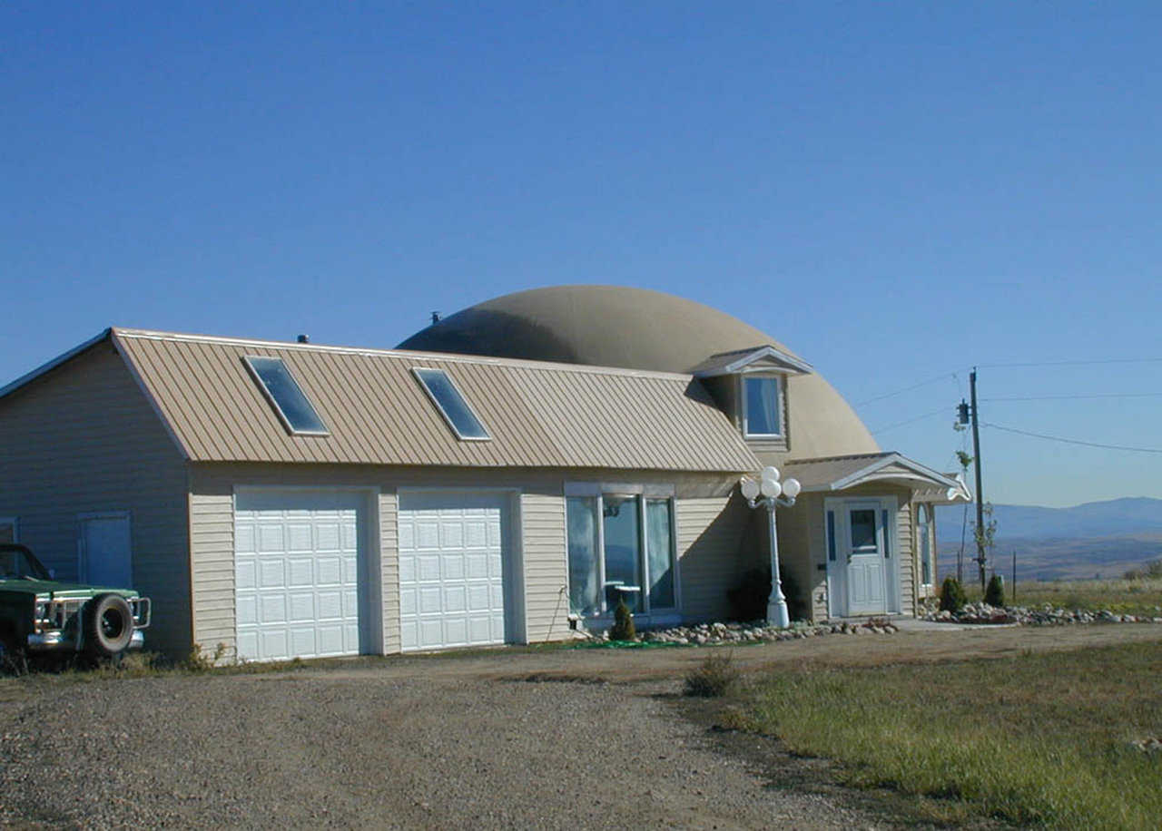 Garage — Once the Jones family moved into their dome-home, they began working on the attached garage.