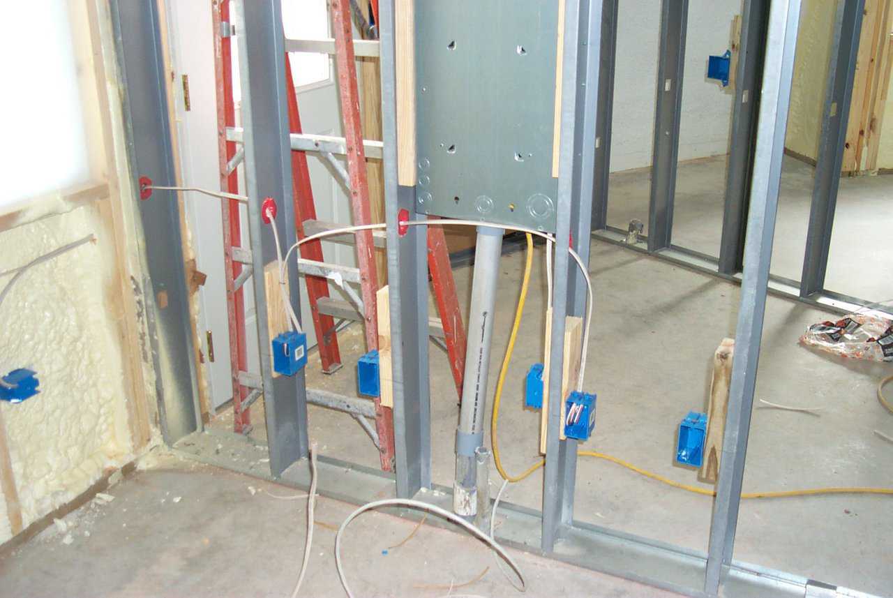 Electrical — Electric lines are run throughout the interior walls just like standard construction.