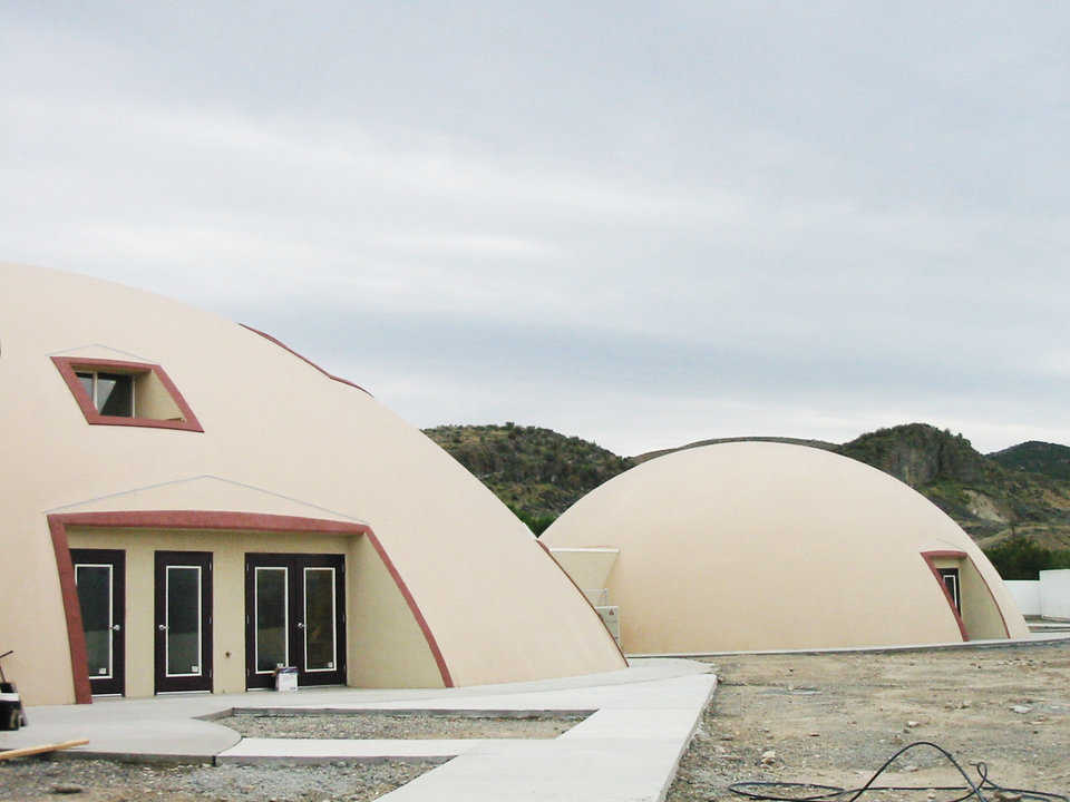 Inset Openings — All entryways and openings are inset in the dome shells. A conventional connector joins two of the domes.
