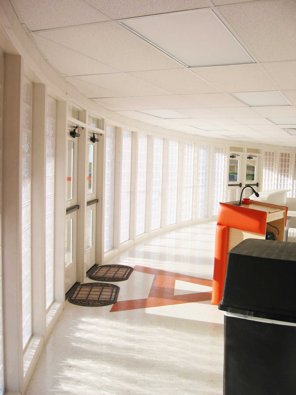 Ticket please! — A spacious, welcoming front foyer includes concession stands and a ticket boot.