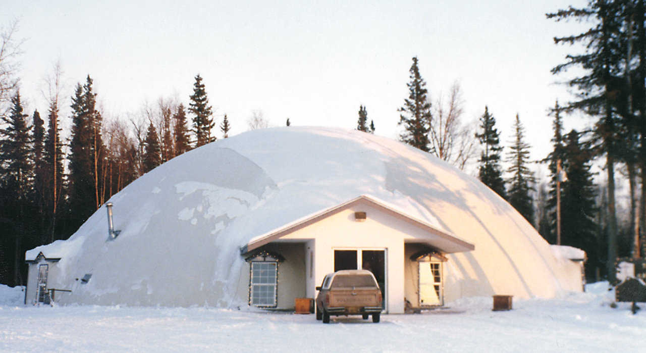 Trinity Christian Center — This Monolithic Dome church in Soldotna, Alaska has a diameter of 80 feet and a height of 27 feet. In 1995, with its congregation of 100 standing in worship and singing, the church successfully endured a significant earthquake.