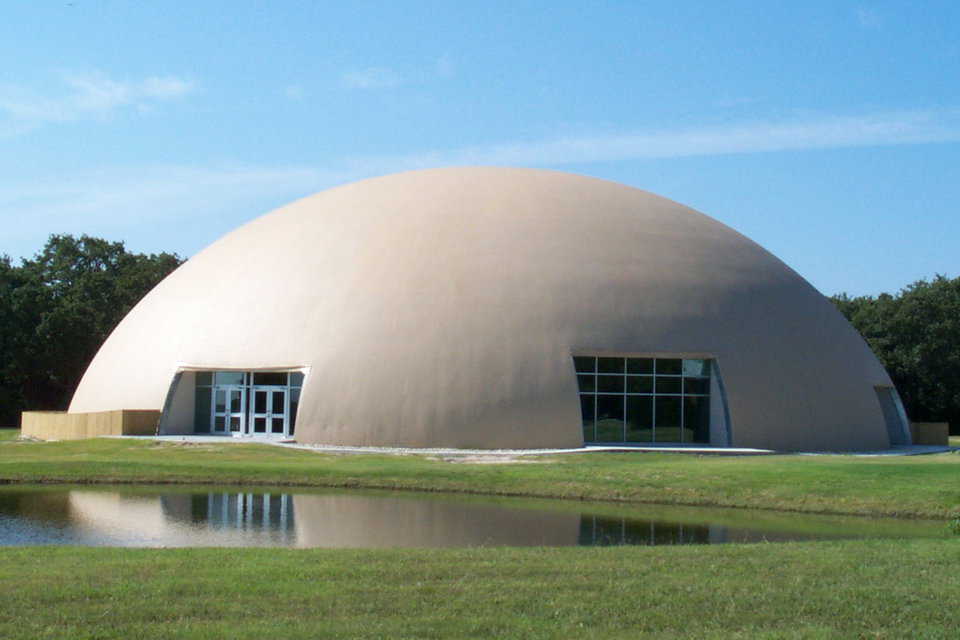 Thousand Oaks Ranch — It’s a Monolithic Dome retreat center with a semi-elliptical shape, a 143-foot diameter and a 45-foot height in Barry, Texas.