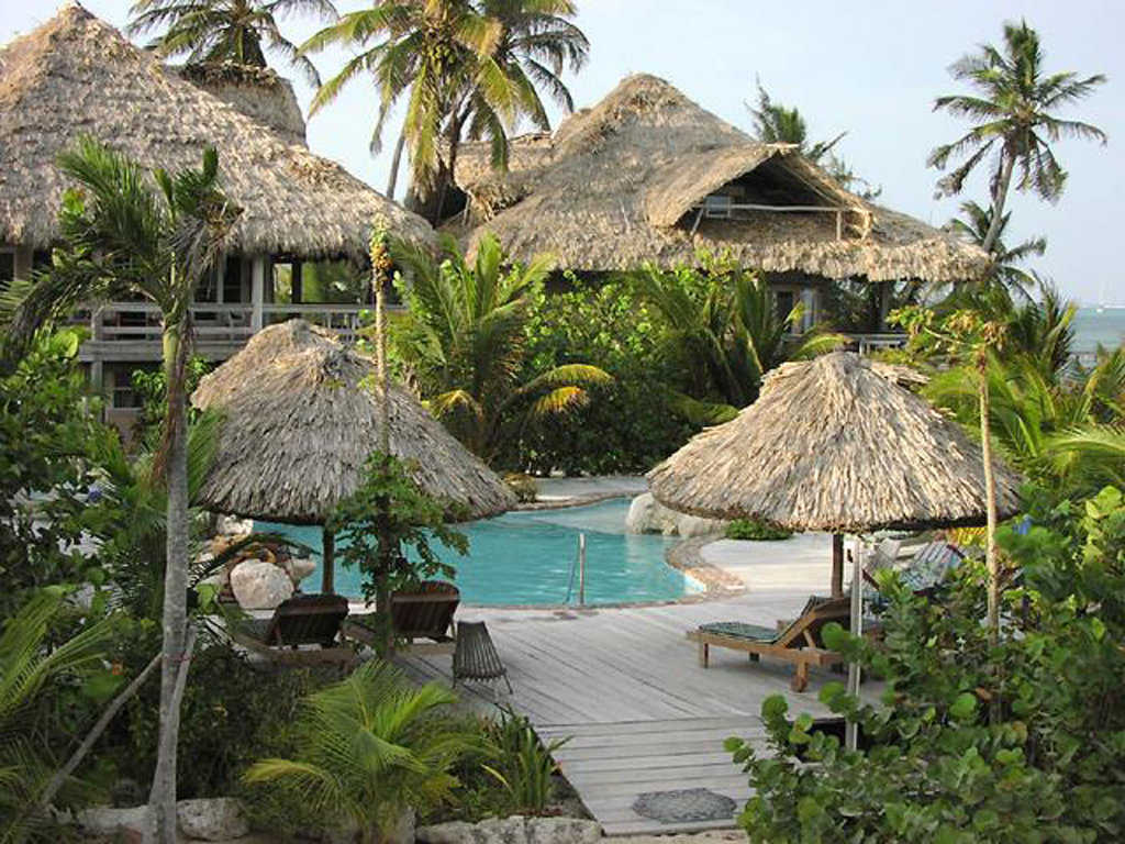 Xanadu Island Resort — Below these thatched roofs lie the Monolithic Domes which provide accomodations for the Xanadu Island Resort.