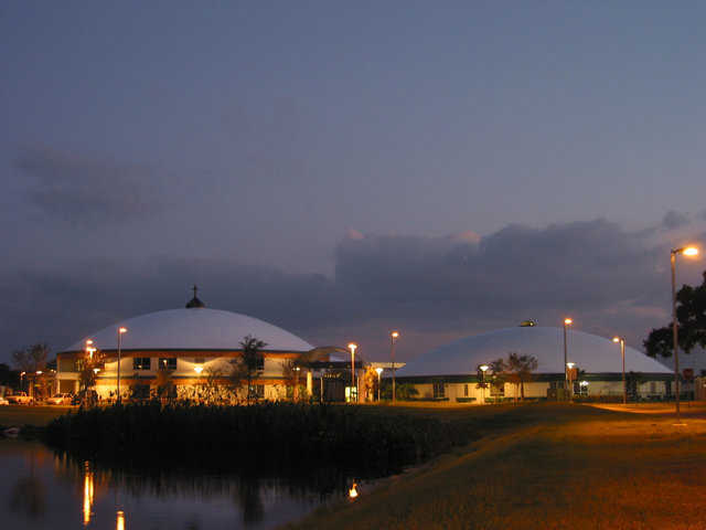 Nightime Glow — Those sparkling structures are the four domes at Bishop Nevins Academy in Sarasota, Florida.