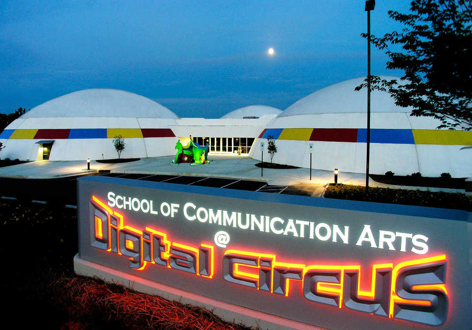 School of Communication Arts — Roger Klietz, founder and president of SCA in Raleigh, North Carolina, designed the sculpture at its entrance.