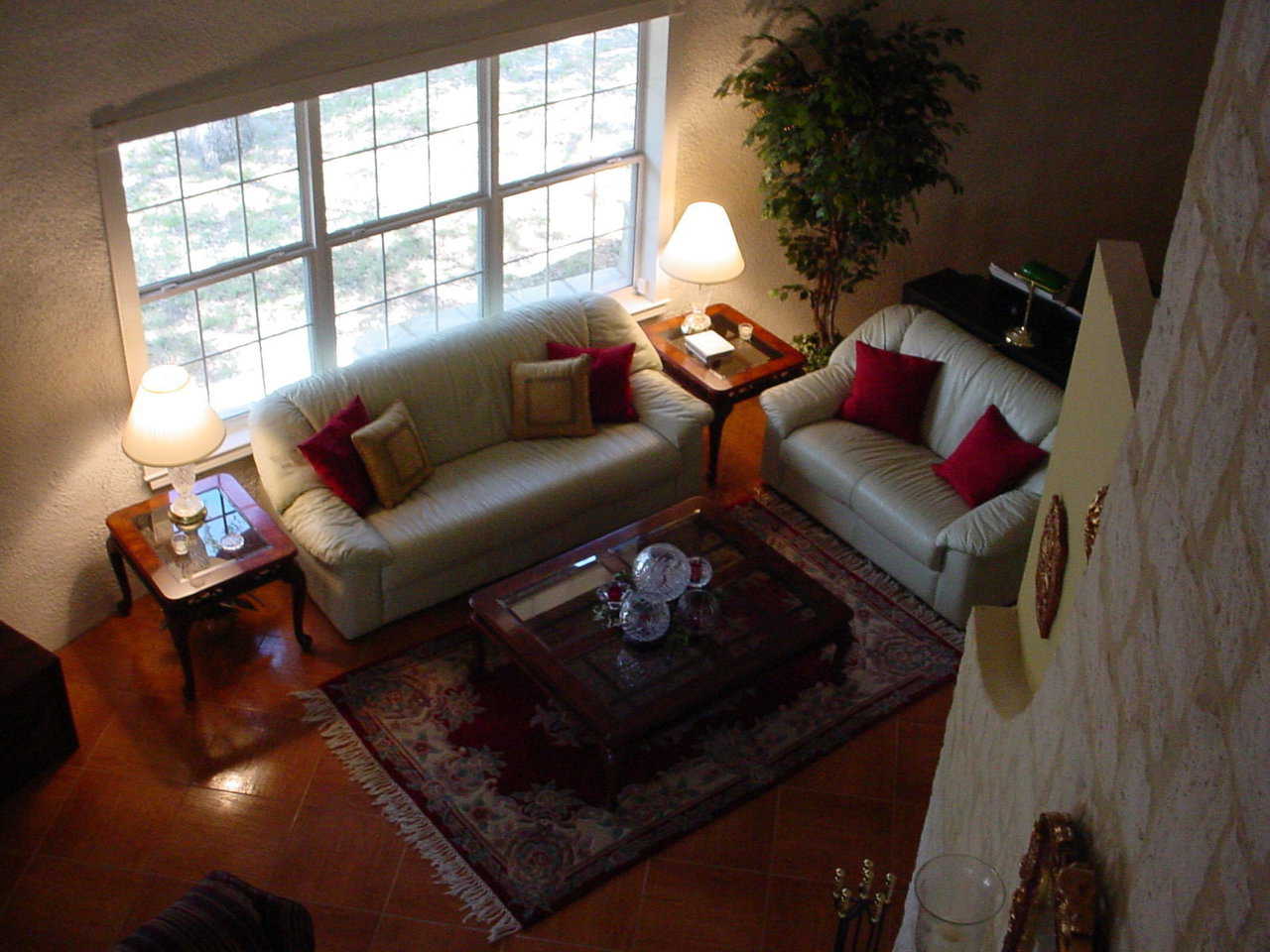 Living area — The great room is divided into a formal living room and dining area.
