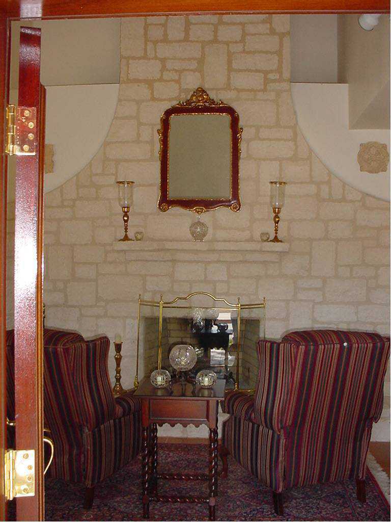 Fireplace — A 24’ Texas limestone fireplace dominates the great room.