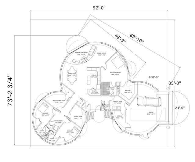 What a floor plan! — The home’s 4000-square-foot living area includes five bedrooms, four bathrooms, living/dining room, reading room, kitchen and laundry.
