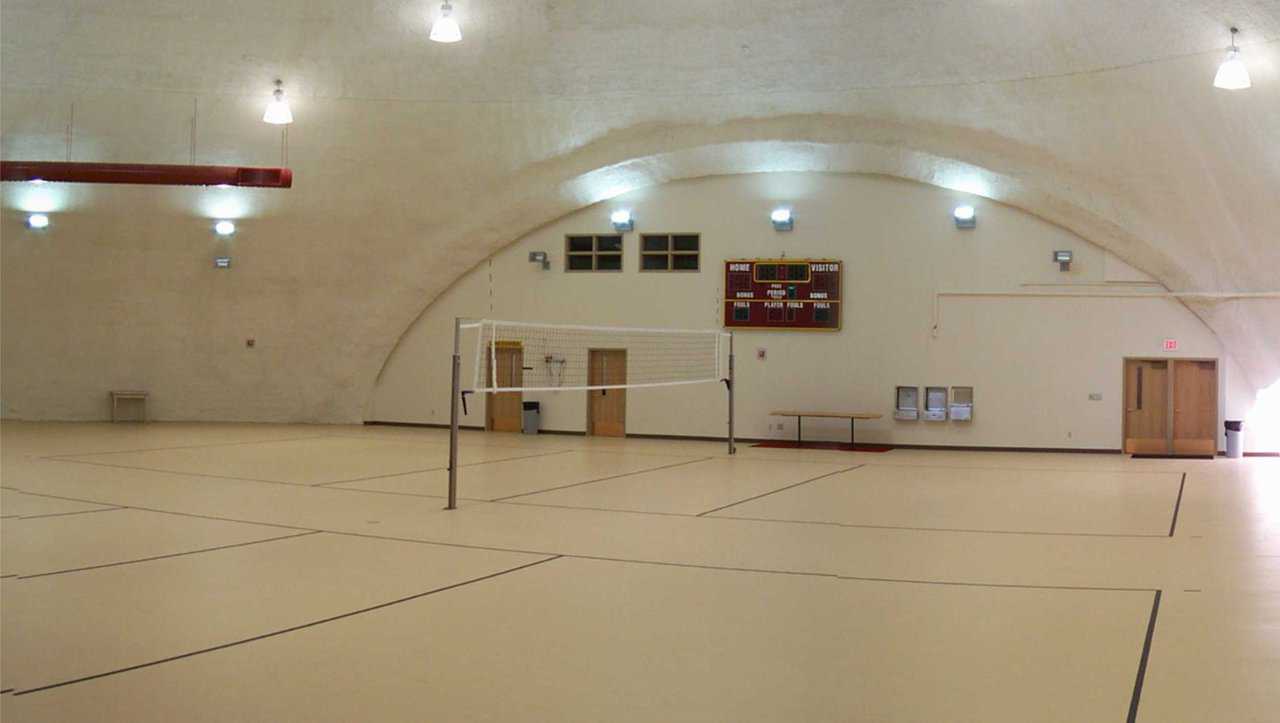 Practice Gym — It has two practice courts.