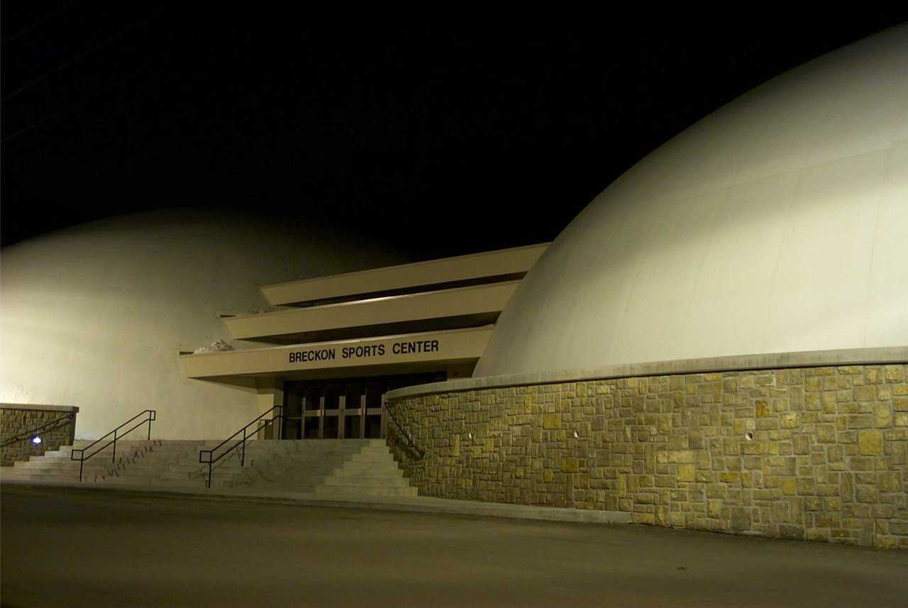 Visual interests — Exterior wall and lighting around the Monolithic Domes adds visual interests and depth. Entire facility encompasses 31,891 square feet.