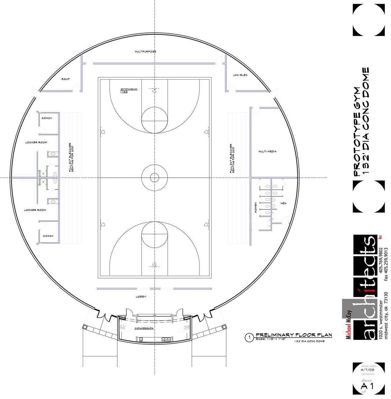 Fowler, Kansas — Preliminary Floor Plan for proposed Multi-Purpose Center at Fowler ISD.