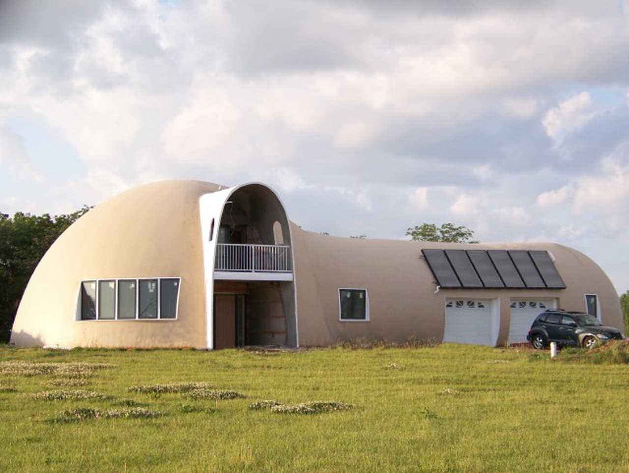 Hot dog sticking out of a round bun — That was one description of their dome-home that the Millers heard. But it’s really a hemisphere with a 48-foot diameter and a tubular extension, built using a single Airform.