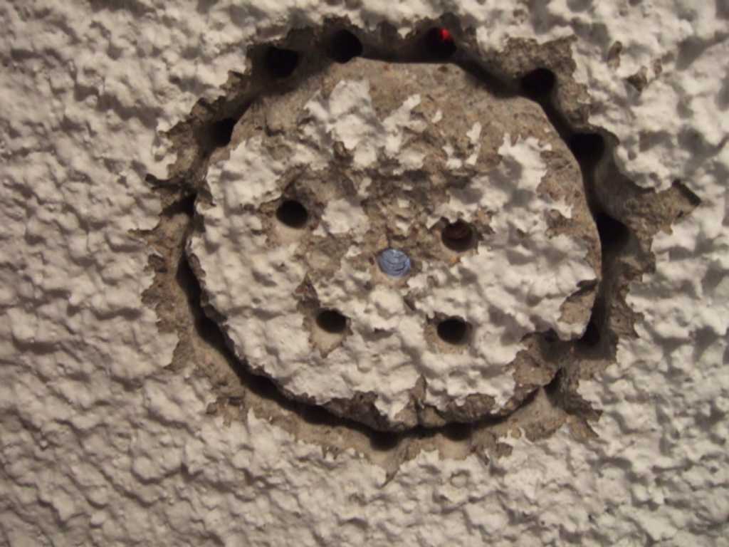 Hole Ready for Chiseling — Holes drilled, ready to be broken or chiseled out.