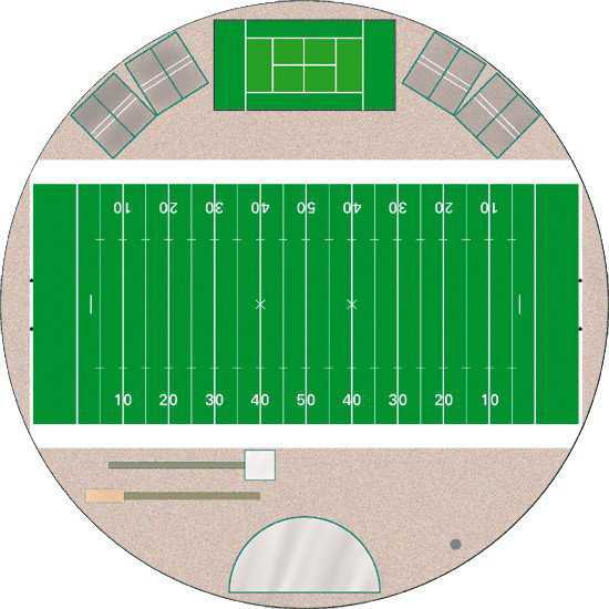 An all-purpose facility — A well planned Crenosphere can be used for just about any activity or everything from football practice to indoor golf, badminton, marching band and cheerleader practice, etc.