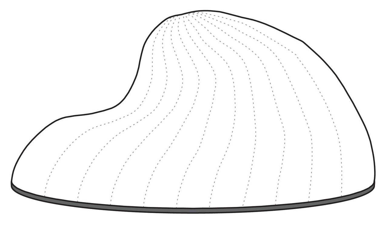 Airform — An Airform – fabricated to the proper shape and size – is placed on the ring base. Using blower fans, it is inflated and the Airform creates the shape of the structure to be completed. The fans run throughout construction of the dome.