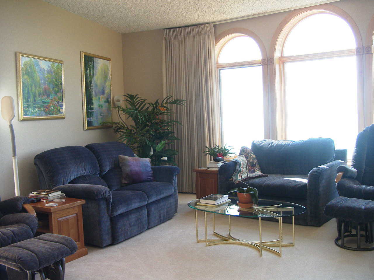 Living Room — Arched window panes over the large living room windows complement the round shape of the dome.