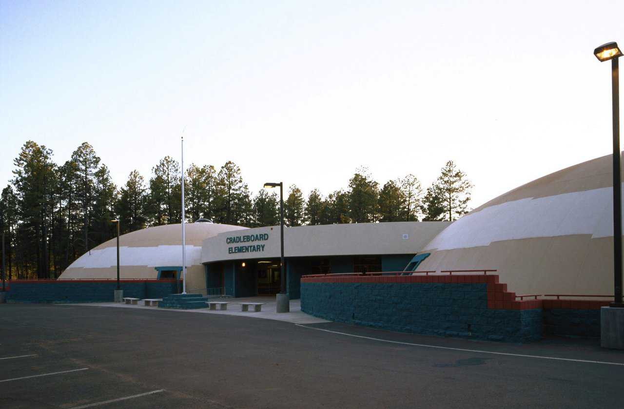 Cradleboard Elementary School — Three Monolithic Domes provide interiors with a total of 34,000 square feet.