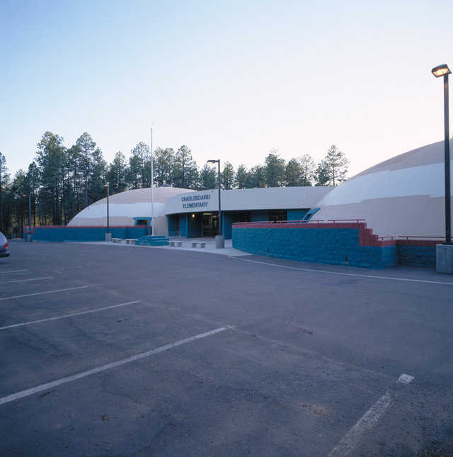 Cradleboard Elementary School in Whiteriver, Arizona encompasses 34,000 square feet. A Native American motif is found throughout the school.