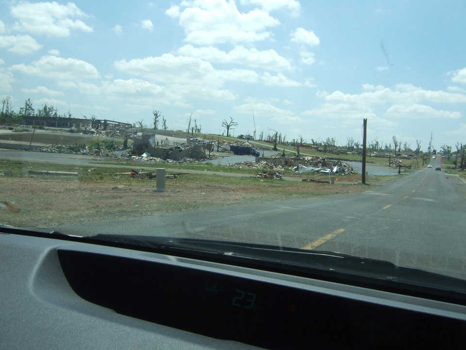 Another area in which the trees were literally torn apart.