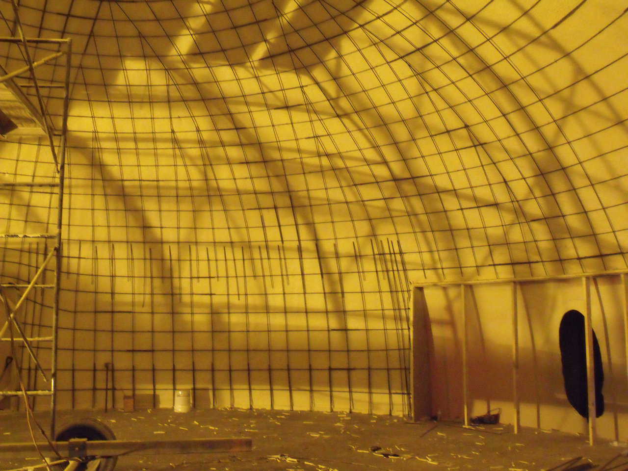 The Airform for Jay’s dome is 45′ × 16′ on a 3’ stemwall.