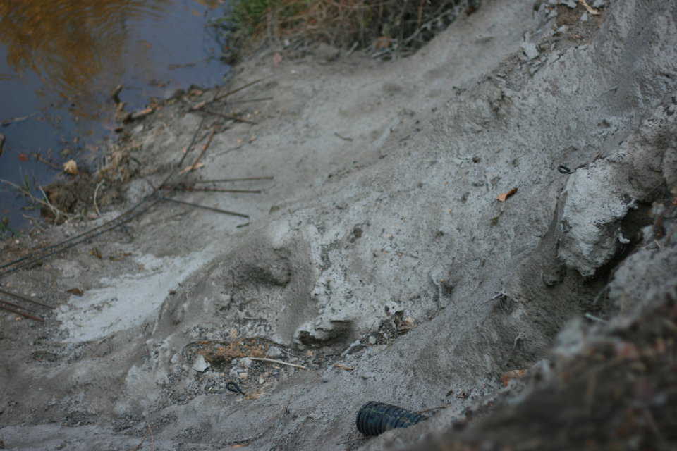 The embankment is just as it was. We put some rebar onto the embankment.