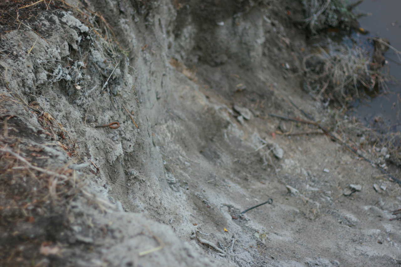 We can see more of the vertical slope and the ground anchors with Basalt Rebar.