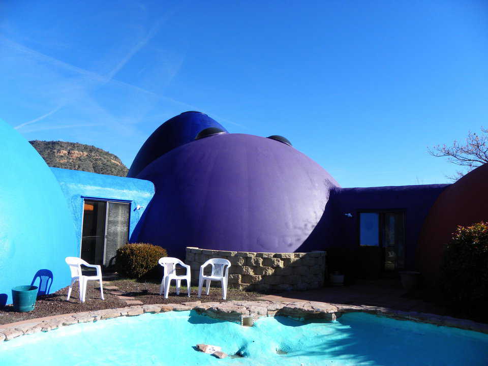 The courtyard sports a refreshing pool.