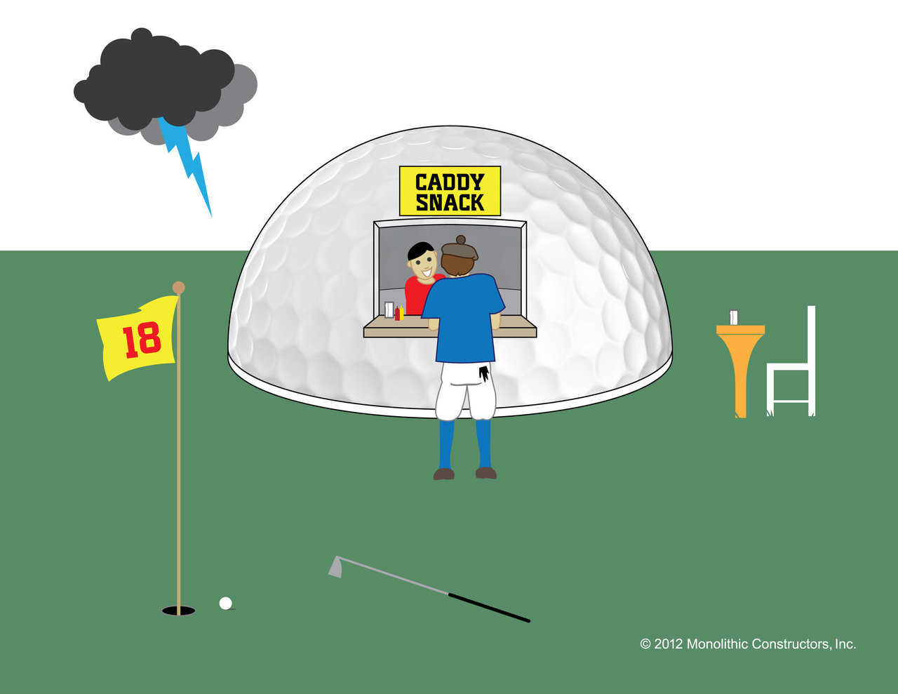 A Monolithic golf concession dome will help keep golfers on course and offer a perfect place to ride out any storm.