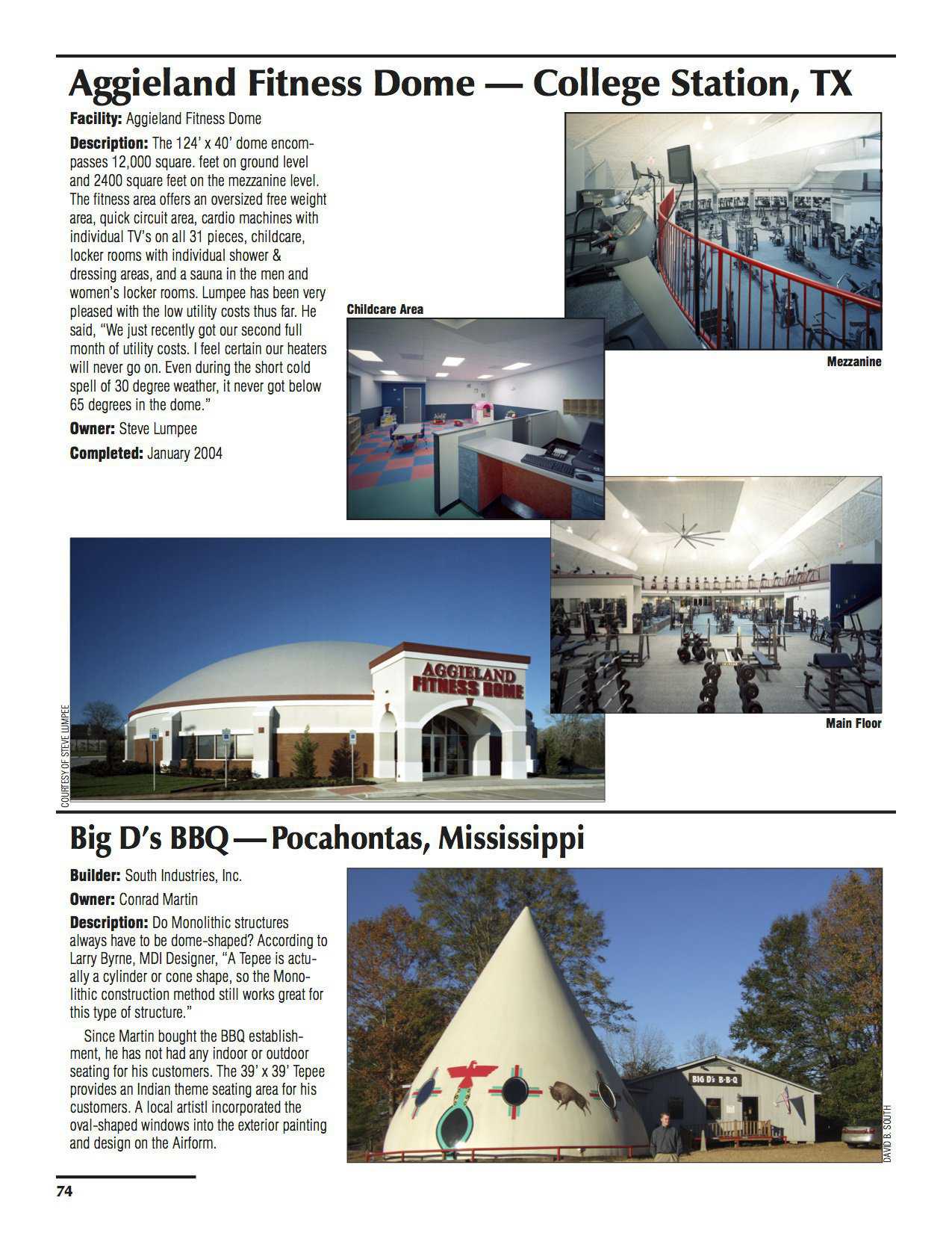 Sample pages – Aggieland Fitness Dome, College Station, Texas