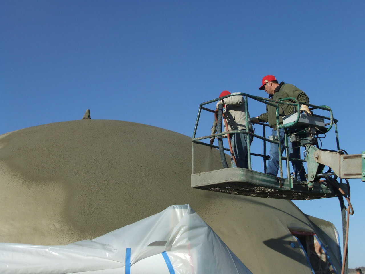 Monolithic Stucco was then sprayed onto the Airform.