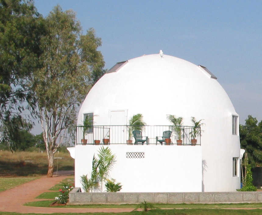This is another photo of one of the domes in Hyderabad, India. This Ecoshell is a spectacularly effective structure, built at a minimal price.