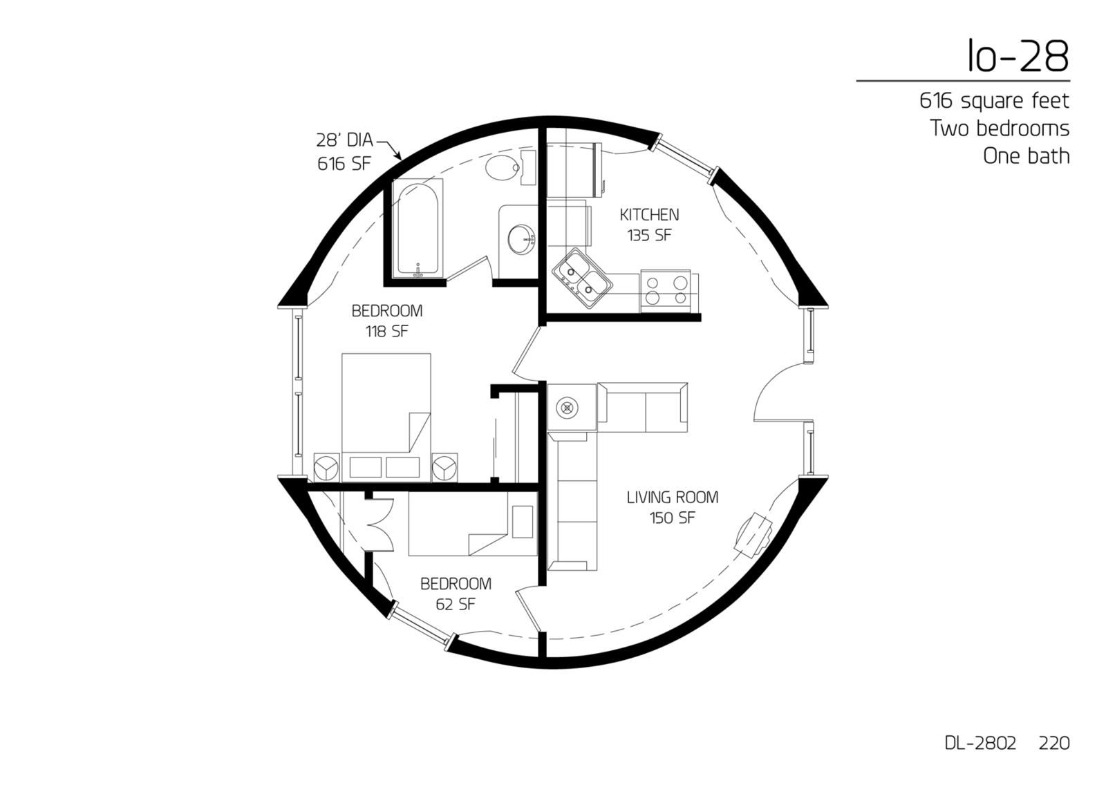 Floor Plan DL 2802 Monolithic Dome Institute