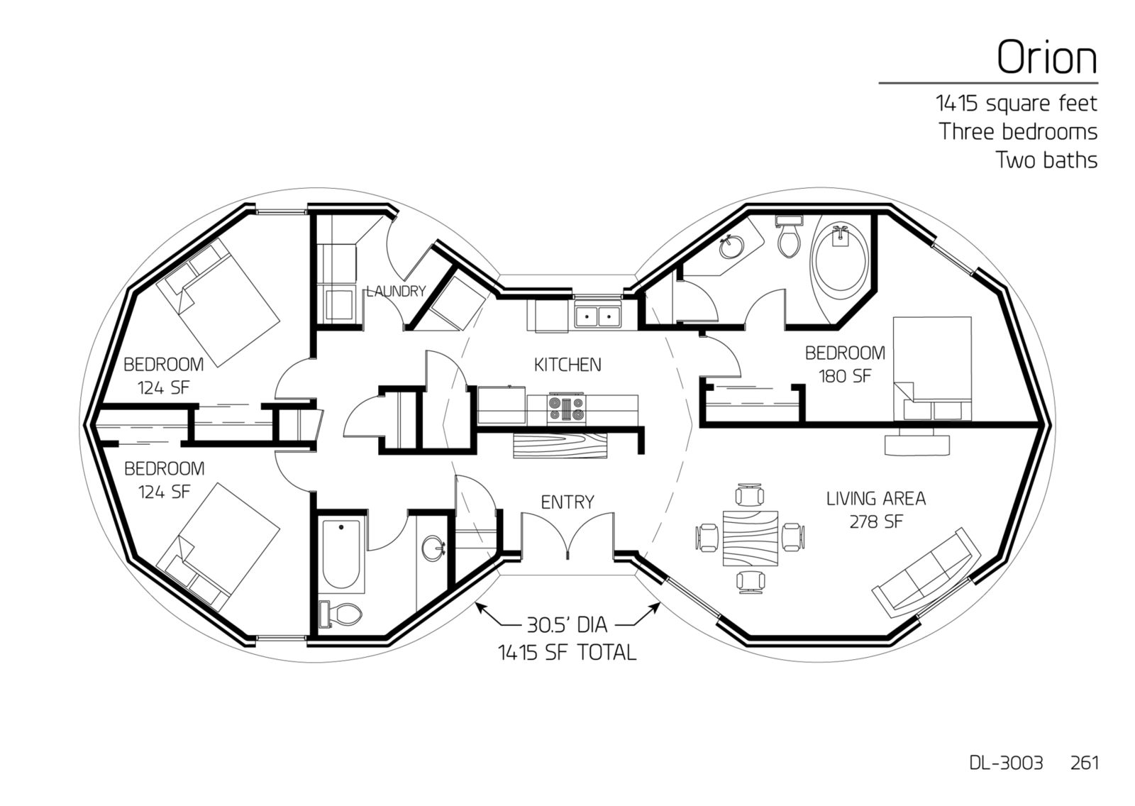 Floor Plan DL3003 Monolithic Dome Institute
