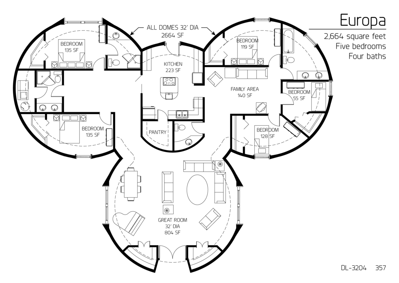 Floor Plan DL 3204 Monolithic Dome Institute