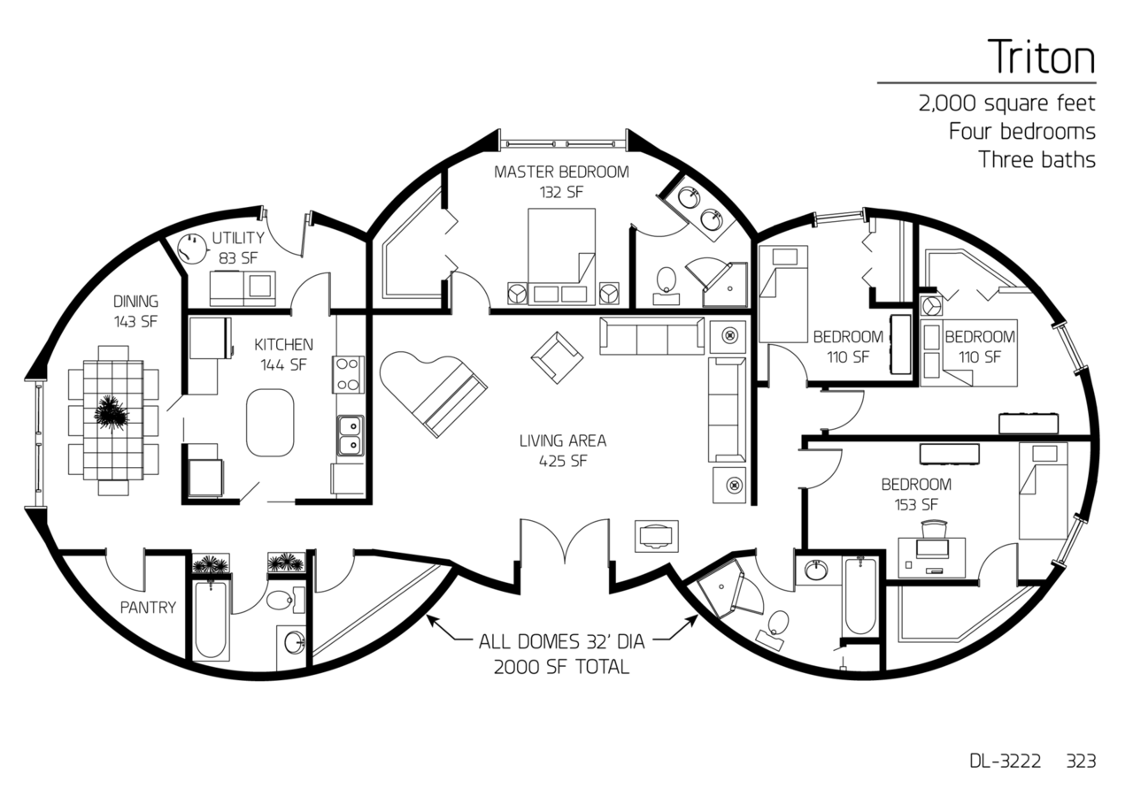 Floor Plan DL 3222 Monolithic Dome Institute