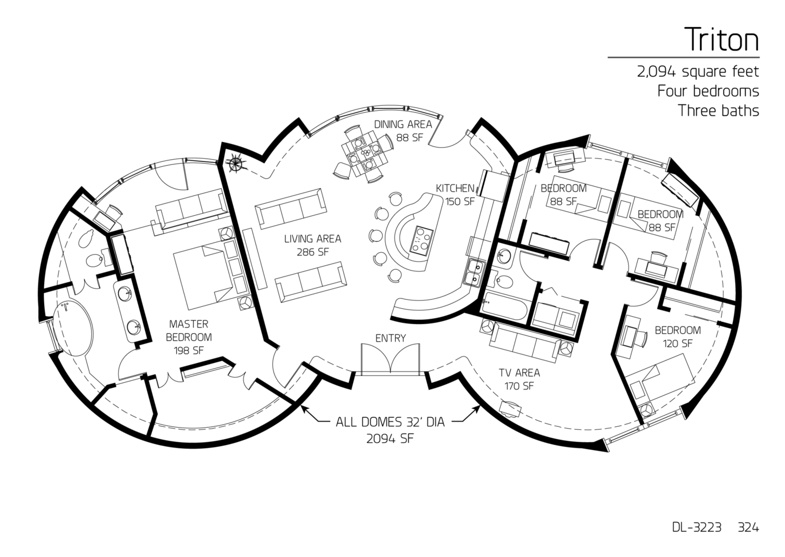 Floor Plan DL 3223 Monolithic Dome Institute